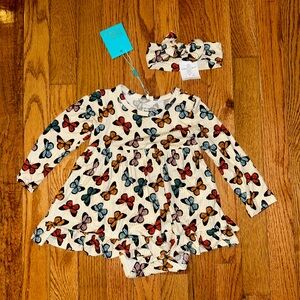 Posh Peanut Butterfly Twirl Dress with matching Headband-18-24M